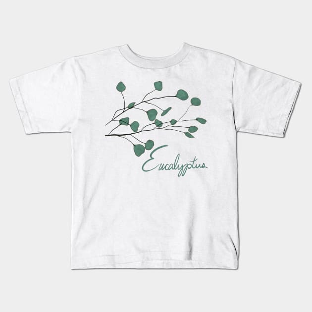 Eucalyptus Leaves Kids T-Shirt by Kinda Kels